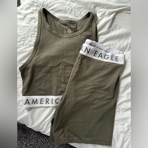 American Eagle Crop Top / Biker Short Set